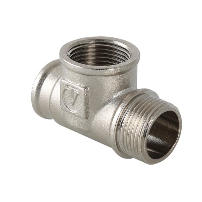 Тройник VALTEC 3/4 (VTr,134,N,0005) внутренняя-наружная резьба, никелированная латунь Тройник VALTEC 3/4 (VTr,134,N,0005) внутренняя-наружная резьба, никелированная латунь