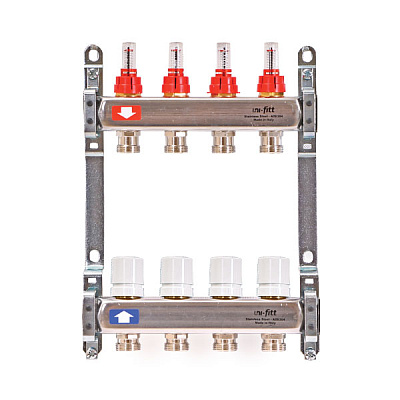 Коллекторная группа UNI-FITT 1 х 3/4 11 вых с расходомерами и термостатическими вентилями Коллекторная группа UNI-FITT 1 х 3/4 11 вых с расходомерами и термостатическими вентилями