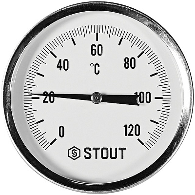 Термометр Stout биметаллический с погружной гильзой 50 мм, Dn 80 мм, 1/2 , 0...120С Термометр Stout биметаллический с погружной гильзой 50 мм, Dn 80 мм, 1/2 , 0...120С