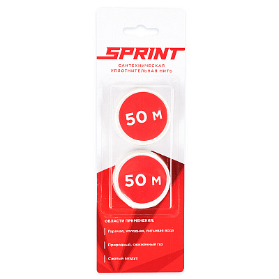 Уплотнительная нить Сантехмастер SPRINT сантехническая Набор катушек 2х50 метров, блистер Уплотнительная нить Сантехмастер SPRINT сантехническая Набор катушек 2х50 метров, блистер
