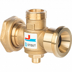 Клапан смесительный Stout термостатический G 11/2M-G 11/2F-G 1M 60С, SVM-0050-326006