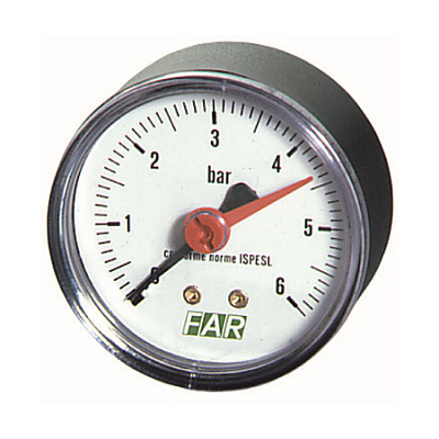 Манометр FAR 1/4 (торцевое соединение) , 0-6 бар, - 20-80 C, O 63 мм Манометр FAR 1/4 (торцевое соединение) , 0-6 бар, - 20-80 C, O 63 мм