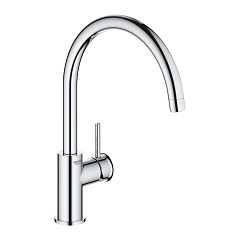Смеситель для кухни Grohe BauClassic с высоким С-образным изливом, хром