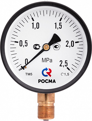 Манометр Росма TM-510P Ду 100 с нижним подключением (150 ) 1/2, 0-16 бар Манометр Росма TM-510P Ду 100 с нижним подключением (150 ) 1/2, 0-16 бар