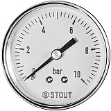 Манометр Stout аксиальный, Dn 50 мм 1/4 , 0...10 бар, кл.2.5