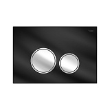 Панель смыва РЕХАУ NOVA ORB GLASS круглые клавиши, закаленное стекло, черный, клавиши и их контур хром, глянец (19102911001)