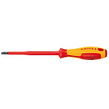 Отвертка KNIPEX SL4.0x0.8 шлицевая VDE, длина лезвия 100 мм, 202 мм, диэлектрическая, 2-компонентная рукоятка