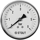 Манометр Stout аксиальный, Dn 63 мм 1/4 , 0...6 бар, кл.2.5