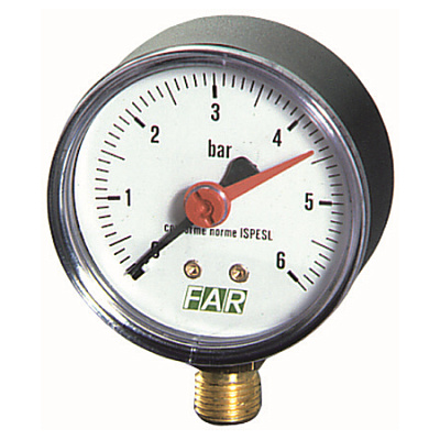 Манометр FAR 1/4 (радиальное соединение) , 0-10 бар, - 20-80 C, O 63 мм