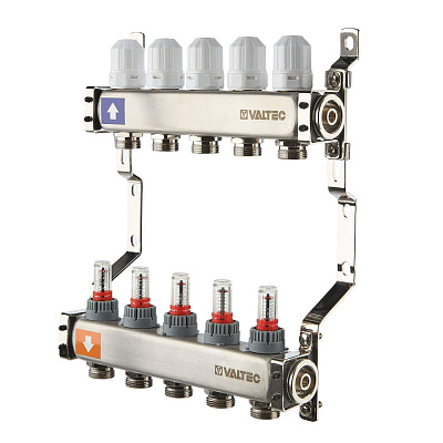 Коллекторная группа VALTEC из нержавеющей стали с регул. клап. и расх., 1х2 вых. Евроконус 3/4 (без сервис. гр.) (VTc.579.EMN.0602) Коллекторная группа VALTEC из нержавеющей стали с регул. клап. и расх., 1х2 вых. Евроконус 3/4 (без сервис. гр.) (VTc.579.EMN.0602)