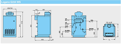 Напольный газовый котел отопления, атмосферный Buderus Logano G 234 WS 50 RU TOP
