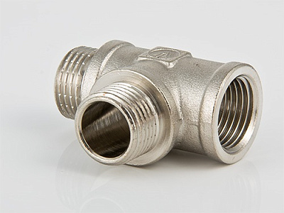 Тройник VALTEC 1/2 внутренняя-наружная резьба, никелированная латунь