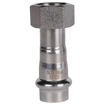 Переходник Rommer 15х1/2 с накидной гайкой ВПр-ВР, нержавеющая сталь