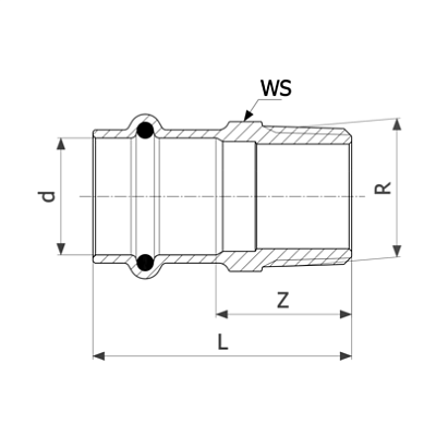 Соединительный элемент медный Viega Sanpress с SC-Contur d=42 (арт. 297 930)